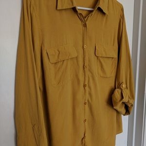 Nexx New York Silk Mustard Button Up Blouse